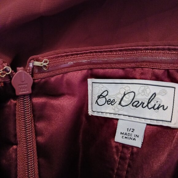 Bee Darlin maroon short dress, Small, color Red - Picture 6 of 10